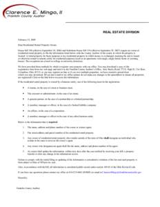 REAL ESTATE DIVISION February 25, 2009 Dear Residential Rental Property Owner, House bill 294 (effective September 28, 2006) and Substitute House bill 119 (effective September 29, 2007) require an owner of residential re