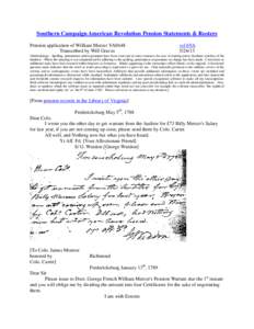 Southern Campaign American Revolution Pension Statements & Rosters Pension application of William Mercer VAS648 Transcribed by Will Graves vsl 6VA[removed]