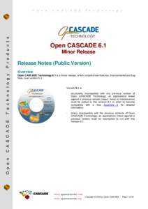 C A S C A D E  T e c h n o l o g y Open CASCADE 6.1 Minor Release