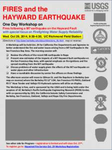 FIRES and the HAYWARD EARTHQUAKE One Day Workshop on Pacific Earthquake Engineering Research Center