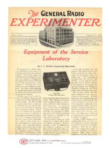 Equipment of the Service Laboratory GenRad Experimenter Feb 1928