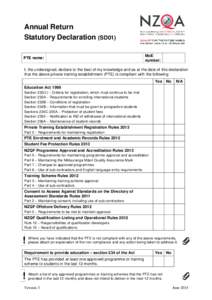 PTE Annual Return Statutory Declaration June 2015 FINAl