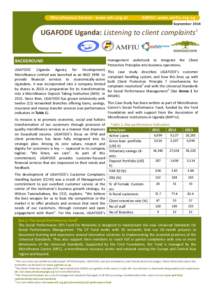 Microfinance Centre: www.mfc.org.pl  AMFIU: www.amfiu.org.ug September[removed]UGAFODE Uganda: Listening to client complaints1