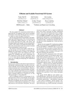 Efficient and Scalable Paravirtual I/O System Nadav Har’El Abel Gordon  Alex Landau