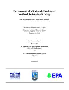 RI DEM/Water Resources- Development of a Statewide Freshwater Wetlands Restoration Strategy