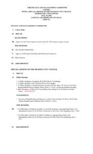 THE FINANCE AND MANAGEMENT COMMITTEE AGENDA WITH A SPECIAL SESSION OF THE DICKSON CITY COUNCIL IMMEDIATELY FOLLOWING MAY 18, 2015 COUNCIL CHAMBERS OF CITY HALL