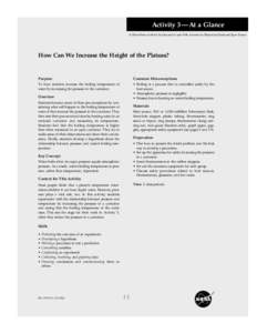ITWOM-JV[removed]:20 AM Page 13  Activity 3—At a Glance Is There Water on Mars? An Educator’s Guide With Activities for Physical and Earth and Space Science  How Can We Increase the Height of the Plateau?