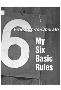 Freedom-to-Operate Patent Searching: My Six Basic Rules Thomas E Wolff Searcher; May 2008; 16, 5; ProQuest Direct Complete pg. 34  Reproduced with permission of the copyright owner. Further reproduction prohibited withou