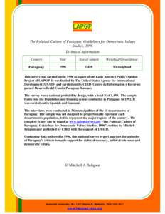 Latin American Public Opinion Project / Public opinion / Mitchell A. Seligson / Paraguay / United States Agency for International Development / Politics / Americas / Political science / Latin America