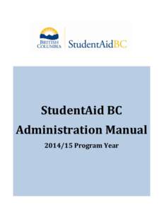 O  StudentAid BC Administration Manual[removed]Program Year