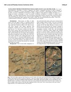 45th Lunar and Planetary Science Conference[removed]pdf MANGANESE TRENDS WITH DEPTH ON ROCK SURFACES IN GALE CRATER, MARS. N. L. Lanza1 ([removed]), A.M. Ollila2, A. Cousin1, C. Hardgrove3, R.C. Wiens1, N. Man