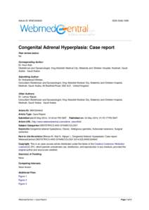 Article ID: WMC004642  ISSN[removed]Congenital Adrenal Hyperplasia: Case report Peer review status: