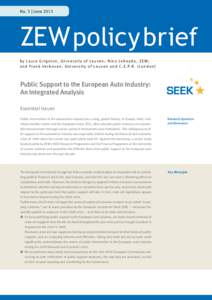 No. 3 | JuneZEW policy brief by Laura Grigolon, University of Leuven; Nina Leheyda, ZEW; a n d F r a n k Ve r b o v e n , U n i v e r s i t y o f L e u v e n a n d C . E . P. R . ( L o n d o n )