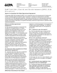 SPCC Amendment - Option for Qualified Oil-Filled Operational Equipment