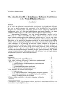 The Journal of the Hakluyt Society  June 2014 The Scientific Crucible of Île de France: the French Contribution to the Work of Matthew Flinders