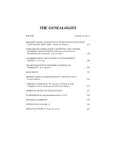 THE GENEALOGIST Fall 1999 Volume 13, No. 2  RICHARD1 HOWELL OF MATTITUCK IN THE TOWN OF SOUTHOLD,