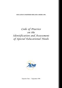 EDUCATION (NORTHERN IRELAND) ORDERCode of Practice on the Identification and Assessment of Special Educational Needs