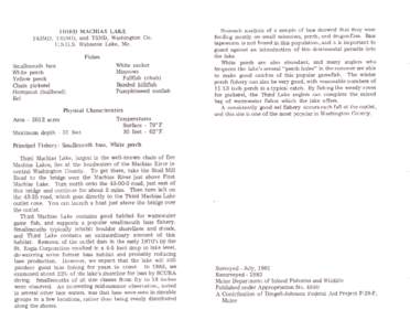 THIRD MACHIAS LAKE T43MD, T42MD, and T5ND, Washington Co. U.S.G.S. Wabassus Lake, Me. Fishes Smallmouth bass White perch