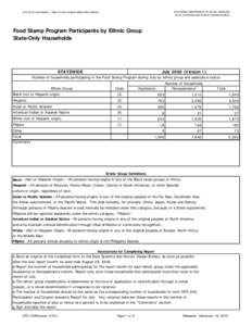 CALIFORNIA DEPARTMENT OF SOCIAL SERVICES DATA SYSTEMS AND SURVEY DESIGN BUREAU STATE OF CALIFORNIA - HEALTH AND HUMAN SERVICES AGENCY  Food Stamp Program Participants by Ethnic Group