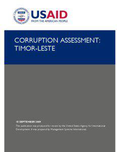 CORRUPTION ASSESSMENT: TIMOR-LESTE