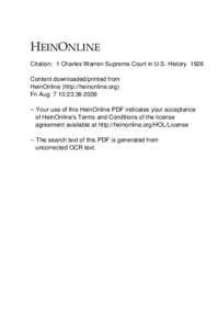 +(,121/,1( Citation: 1 Charles Warren Supreme Court in U.S. History 1926 Content downloaded/printed from HeinOnline (http://heinonline.org) Fri Aug 7 10:23:[removed]Your use of this HeinOnline PDF indicates your accept