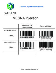 Discover Injectables Excellence  TM MESNA Injection Individual Vial
