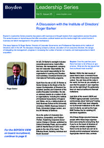 Leadership Series Vol 5: Issue 25 www.boyden.com  A Discussion with the Institute of Directors’