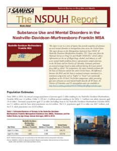 Metro Brief  Substance Use and Mental Disorders in the Nashville-Davidson-Murfreesboro-Franklin MSA Nashville-Davidson-MurfreesboroFranklin MSA