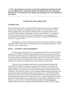 *** Note: This document is an electronic version of the original document found in the 1986 State Consolidated RCRA Authorization Manual (SCRAM) and in the State Authorization Manual (SAM). The document has not undergone