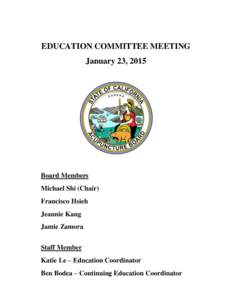 Acupuncture Board - EDUCATION COMMITTEE MEETING - January 23, 2015