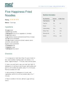 Five Happiness Fried Noodles Nutrition Information Key Nutrients