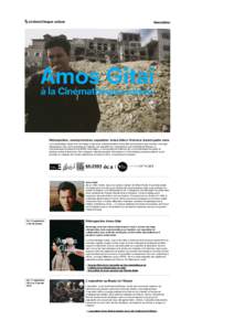 Newsletter: Amos Gitai à la Cinémathèque suisse
