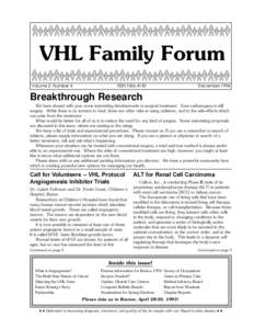 VHL Family Forum Volume 2, Number 4 ISSN[removed]December 1994