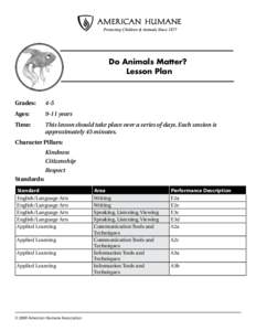 Do Animals Matter? Lesson Plan Grades:	  4-5