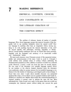 7  MAKING REFERENCE EMPIRICAL CONTEXTS, CHOICES, AND CONSTRAINTS IN THE LITERARY CREATION OF