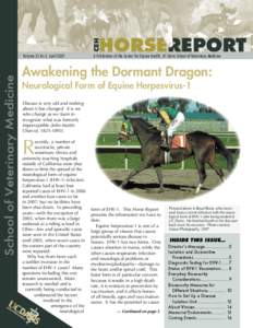 �����������  ��� �� Volume 25 No 2, April[removed]A Publication of the Center for Equine Health, UC Davis School of Veterinary Medicine