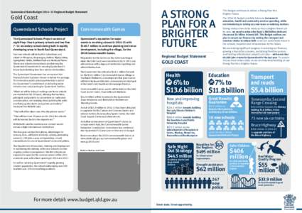 Gold Coast Regional Budget Statement (Queensland State Budget[removed])