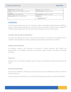 Clinical Policy Department: Clinical Quality Policy: AmWell Code of Ethics; Business Conduct Written By: Peter Antall, MD Approved By: Peter M. Antall, MD