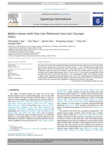 Quaternary International xxx[removed]1e15  Contents lists available at ScienceDirect Quaternary International journal homepage: www.elsevier.com/locate/quaint