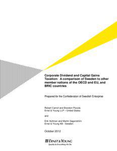 Corporate Dividend and Capital Gains Taxation - A comparison of Sweden to other member nations of the OECD and EU, and BRIC countries