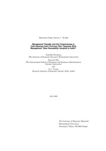 Discussion Paper Series A No.464  Management Transfer and Job Consciousness in Indo-Japanese Joint Ventures--Has 