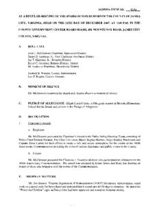 AGENDA ITEM NO.  G-Ia AT A REGULAR MEETING OF THE BOARD OF SUPERVISORS OF THE COUNTY OF JAMES CITY, VIRGINIA, HELD ON THE 11TH DAY OF DECEMBER 2007, AT 7:00 P.M. IN THE