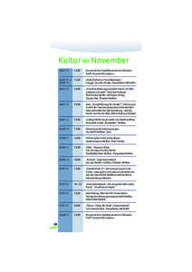 Kultur im November  28 Sa 01.11.