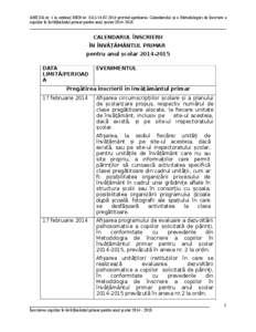 ANEXA nr. 1 la ordinul MEN nr[removed] privind aprobarea Calendarului și a Metodologiei de înscriere a copiilor în învățământul primar pentru anul școlar[removed]_______________________________________