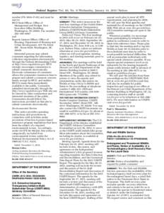 Federal Register / Vol. 80, No. 9 / Wednesday, January 14, [removed]Notices number (FR–5654–P–01) and must be sent to: HUD Desk Officer, Office of Management and Budget, New Executive Office Building,