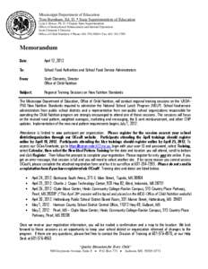 Mississippi Department of Education Tom Burnham, Ed. D.  State Superintendent of Education Lynn J. House, Ph. D.  Deputy State Superintendent Office of Instructional Enhancement and Internal Operations Scott Clemen