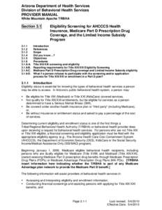 Arizona Department of Health Services Division of Behavioral Health Services PROVIDER MANUAL White Mountain Apache TRBHA  Section 3.1