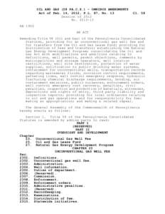 OIL AND GAS (58 PA.C.S.) - OMNIBUS AMENDMENTS Act of Feb. 14, 2012, P.L. 87, No. 13 Session of 2012 NoCl. 58