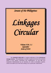 Senate of the Philippines  Linkages Circular Volume 8 No. 3.1 September