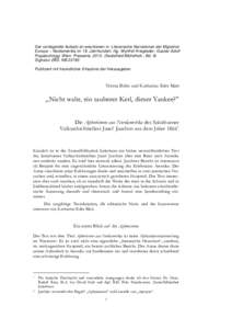 Der vorliegende Aufsatz ist erschienen in: Literarische Narrationen der Migration Europa – Nordamerika im 19. Jahrhundert. Hg. Wynfrid Kriegleder; Gustav-Adolf Pogatschnigg. Wien: Praesens, Sealsfield-Bibliothek